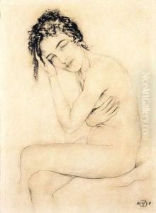 Zittend Naakt (1917) by Walter Sauer