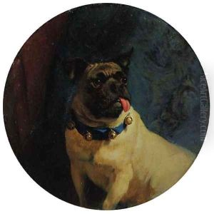 Pippin, a Pug dog with a Freemason collar by George Earl