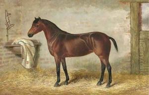 A bay hunter in a stable by George Earl