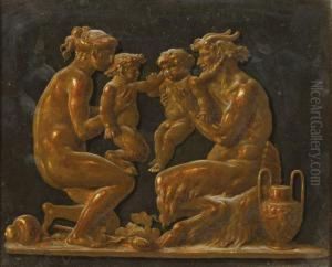 Nymphe Et Satyre Tenant Des Amours
