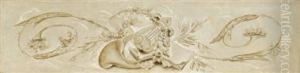 Trompe L'oeil With Musical Instruments And Garlands Offlowers by Piat Joseph Sauvage