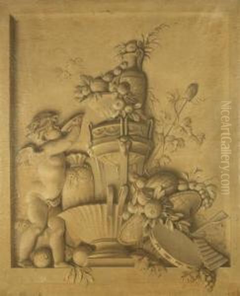 Amorino With Fruit And Bacchic Paraphernalia - view 1