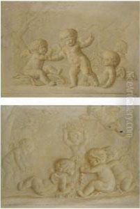 A Group Of Putti Playing Blindman's Buff, En Grisaille