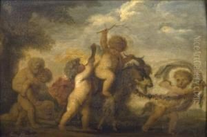 Putti Jouant Avec Une Chevre by Piat Joseph Sauvage