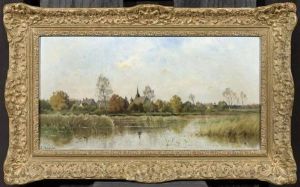 Village On A River by Adrien Jacques Sauzay