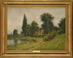 Paysanne En Bord De Riviere by Adrien Jacques Sauzay