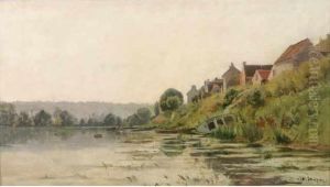 Bord De Seine A Sanoissur Seine by Adrien Jacques Sauzay