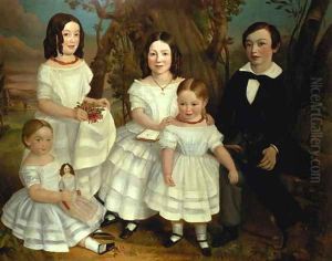 Portrait of a boy and his four sisters 1830 by John Giles Eccard