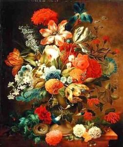 Flower Still Life with Bird Nest