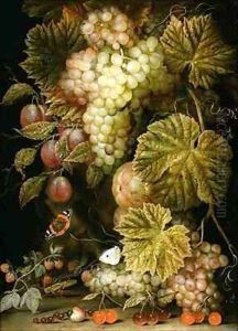 Still life of grapes and vines by Ottmar The Elder Elliger