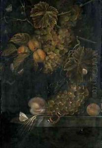 Still life with peaches and grapes by Ottmar The Elder Elliger