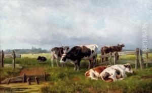 Cattle In The Meadow by Hendrik Savrij