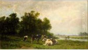 Cows In A Meadow by Hendrik Savrij