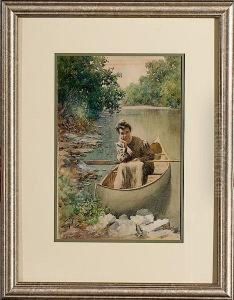 302. Portrait Of "mayme" Bull Within River Landscape by Paul Sawyier