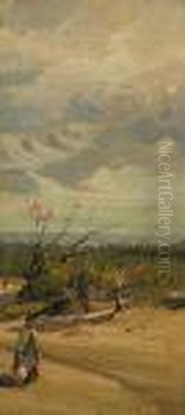 Indian Figure With Basket In A Landscape - view 1