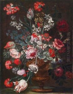 Ein Blumenstillleben Vonverschiedenen Blumen In Einer Prunkvase by Andrea Scaccati