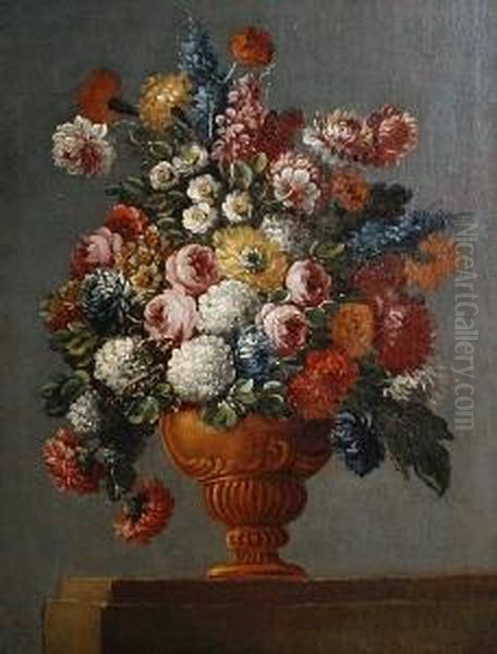 Still Life Of Mixed Flowers In An Urn - view 1