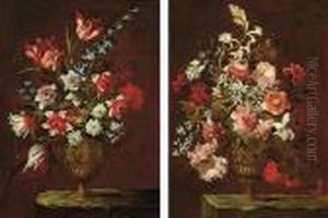 Coppia Di Nature Morte Di Fiori by Andrea Scaccati