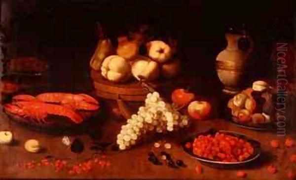 Still life with fruit crayfish and a squirrel - view 1