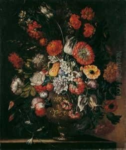 Blumenstilleben.

 Monogrammiert Und Datiert Unten Rechts: As (ligiert) 86.

 Ol Auf Leinwand