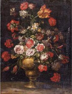 Still Life Of Flowers In A Gilt Vase