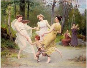 The Three Graces Dancing With A Faun by Jules Scalbert