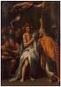 Gesu Cristo Offre Le Chiavi A San Pietro by Ippolito Scarsella (see Scarsellino)