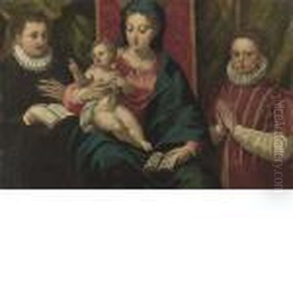 Madonna Col Bambino E Due Devote - view 1