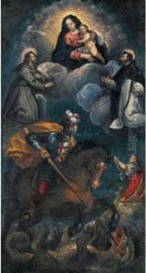 Madonna In Gloria Con San Domenico, San Francesco E San Giorgio by Ippolito Scarsella (see Scarsellino)