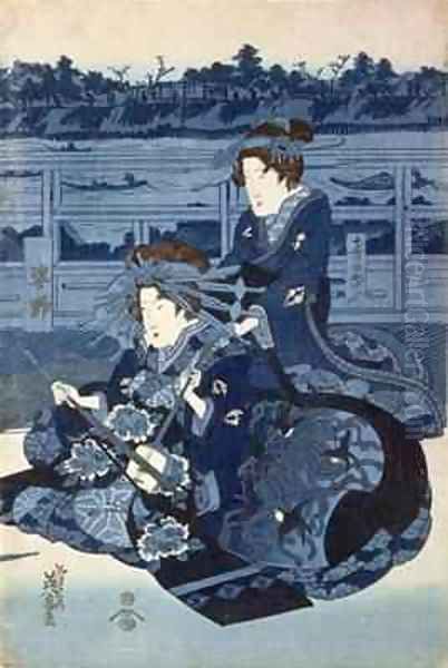 The Grand Courtesans Sugatino and Nanabito with Attendants - view 1