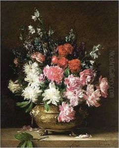 A Flower Still Life With Peonies, Bell-flowers, Aconites And A Flower Still Life With Peonies, Bell-flowers, Aconites And
