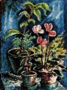 Still - Life With Cyclamen by Janos Schadl