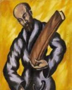 Figure Holding A Book by Janos Schadl