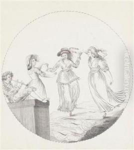 Drei Tanzende Frauen Und Einflotenspieler by Johann Gottfried Schadow