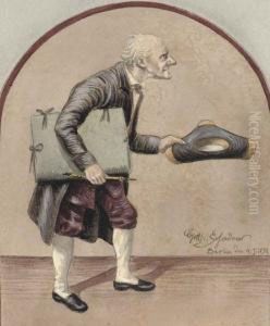 A Caricatured Self-portrait With Portfolio And Chalkholder by Johann Gottfried Schadow