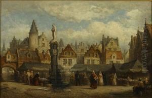 De Oude Vismarkt Te Antwerpen.