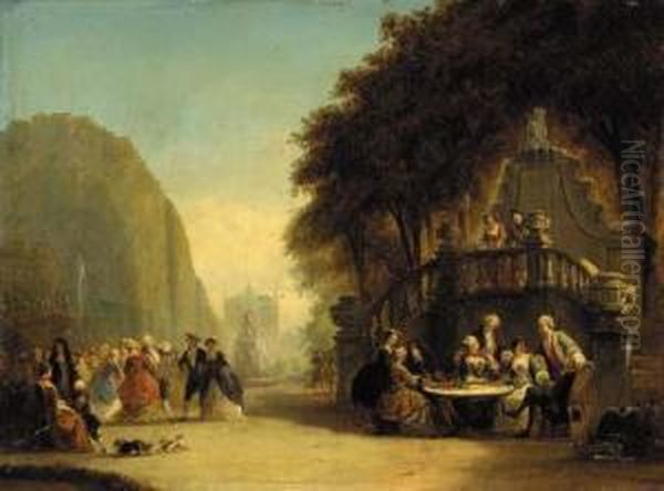 Elegant Figures In A Park - view 1