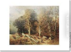 Lumberjacks Atthe Fringe Of The Woods by August Schaeffer von Wienwald