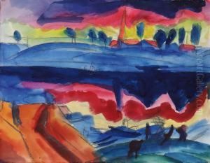 Dorf Am Flus by Fritz Schaefler