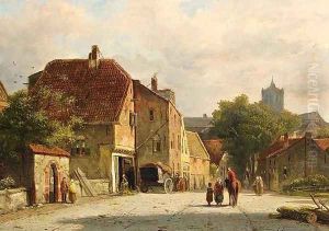 Figures in a Dutch Town by Adrianus Eversen