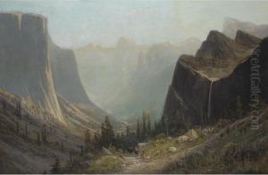 Arrival In The Valley Of The Yosemite, Half Dome In The Distance by Frederick Ferdinand Schafer