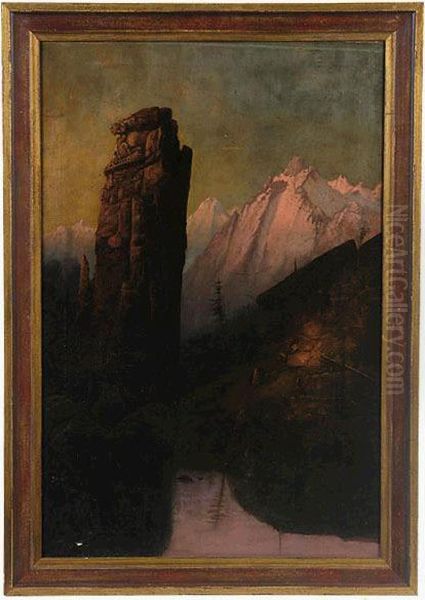 Extensive Northwest Mountain Landscape. by Frederick Ferdinand Schafer
