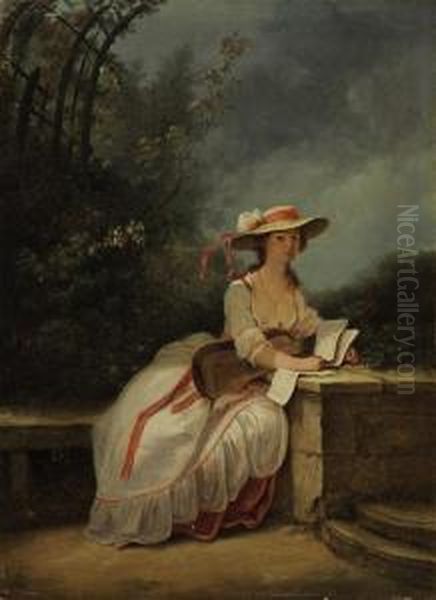 A Lady Seated In A Garden With Music - view 1