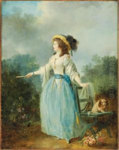 A Lady With A Dog In A Garden