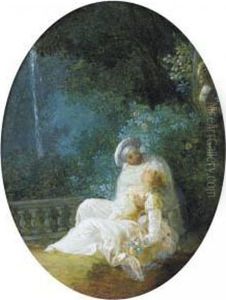 A Young Woman With Harlequin In A Lush Park