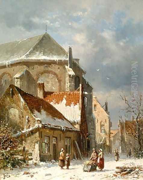 Figures near the church - view 1