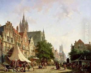 Dutch Street Scene by Adrianus Eversen