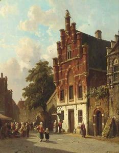 A busy day on a sunlit Dutch street
