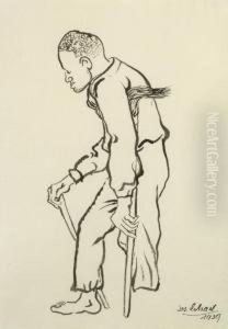 Kruppel Mit Besenstutze. Stillende Mutter by Josef Scharl
