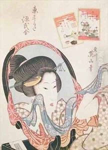 Woman at her Mirror by Kikukawa Eizan